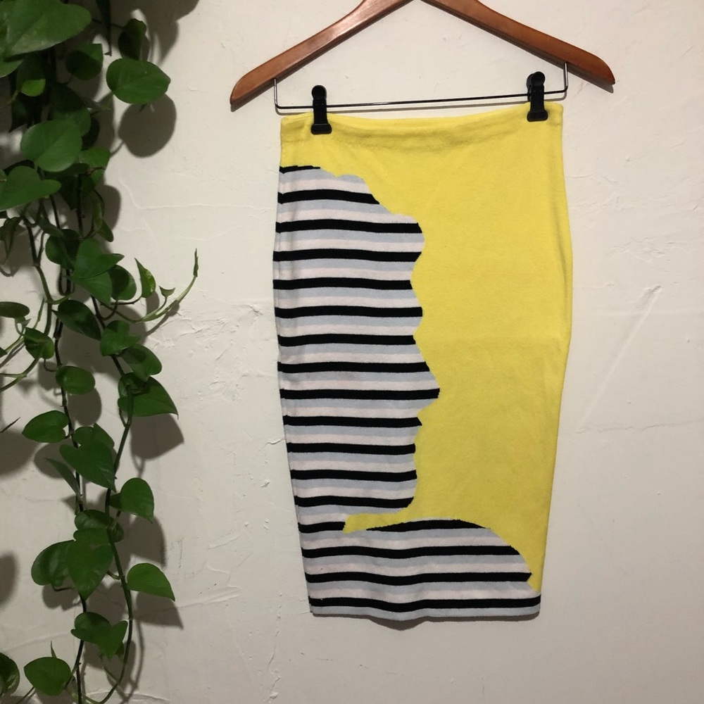 Risto "Profile" Striped Knit Yellow Skirt Small.